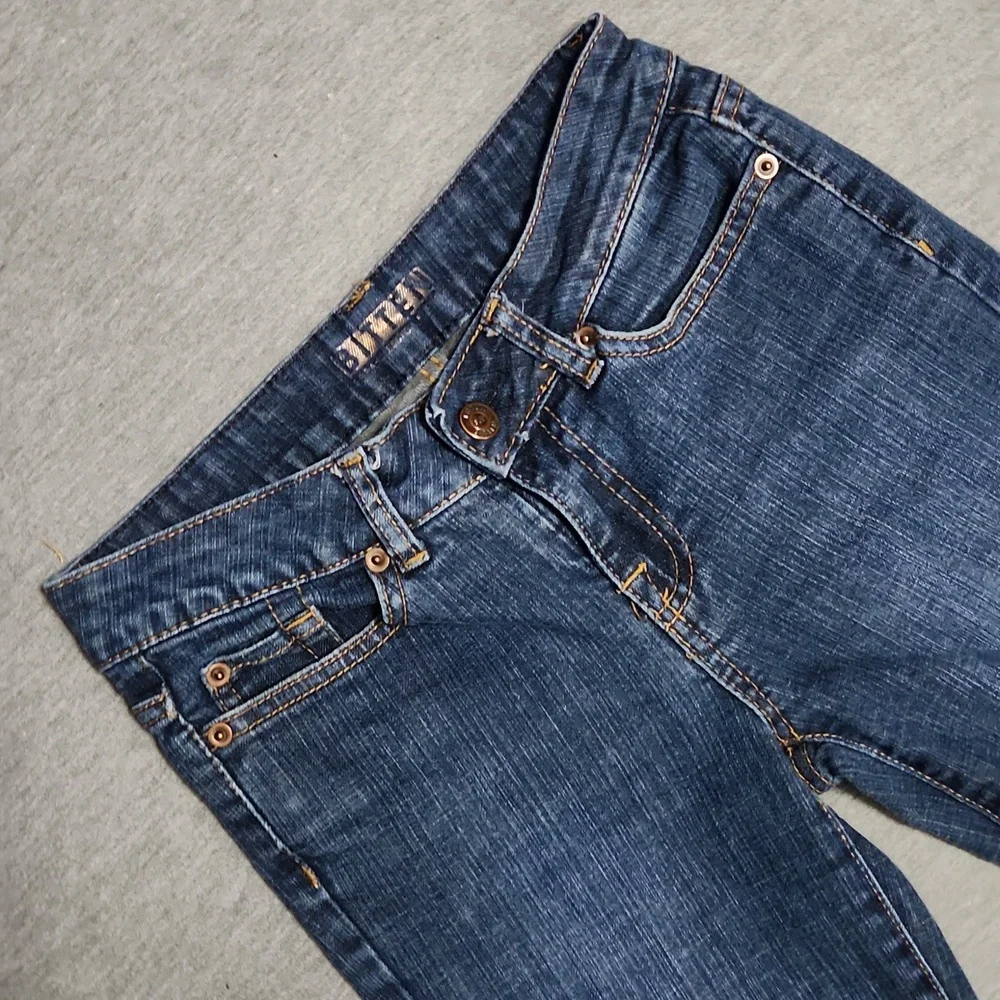 Vintage Y2K Bitten Mid Rise Bootcut Kick Flare Leg Blue Denim Jeans - Picture 5 of 12